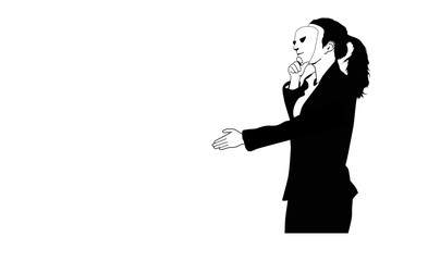 Close-up a businessman wearing a mask and shaking hands with the team. Concept vector illustration for finance and business. 