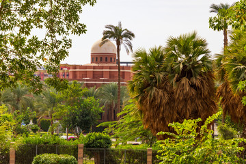 Blick vom Botanischen Garten in Richtung der Insel Elephantine in Assuan am Nil in Ägypten