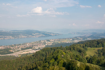 Fototapeta na wymiar Panorama view of historic Zurich city center with lake, canton of Zurich