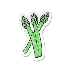 retro distressed sticker of a cartoon asparagus