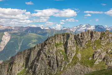 View closeup mountains scene, route great Aletsch Glacier