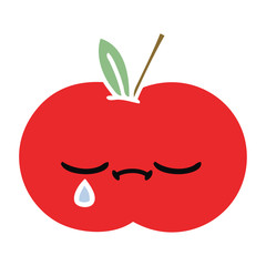 Obraz premium flat color retro cartoon red apple