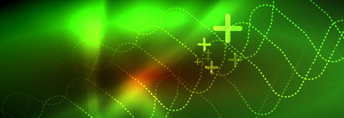 Neon glowing techno lines, hi-tech futuristic abstract background template with square shapes