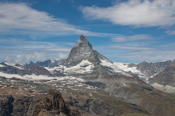 View closeup Matterhorn mountain, scene in national park Zermatt