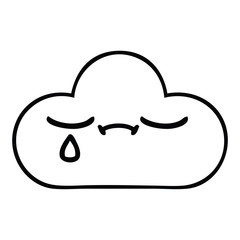 line drawing cartoon storm cloud