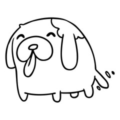 line drawing kawaii of a cute dog