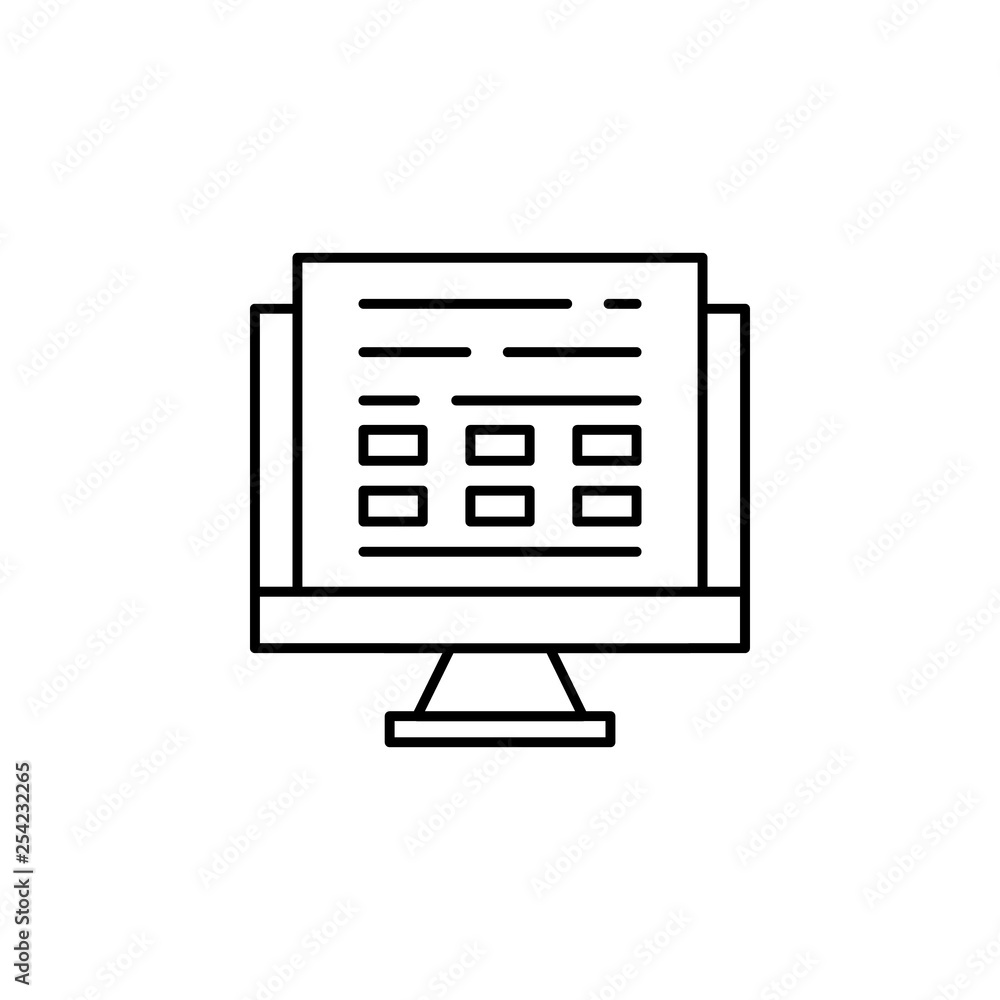 Poster learning, technology, exam, computer icon. element of creativity and learning icon. thin line icon f