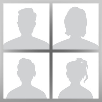 Default Avatar Vector. Placeholder Set. Man, Woman, Child Teen Boy, Girl. User Image Head. Anonymous Head Face. Minimal Symbol. People Grey Photo Icon. Person Illustration