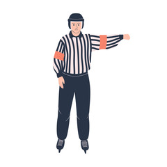Ice hockey referee. Isolated flat vector illustration with man in hockey uniform for your design