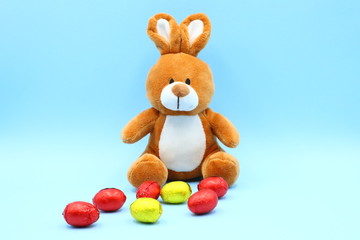 Funny Easter Composition with Teddy Bunny