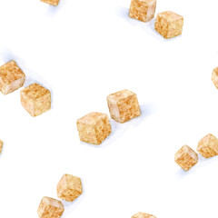 Watercolor hand drawn sugar cube isolated seamless pattern.