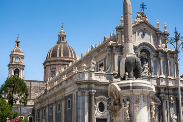 Piazza del Duomo in Catania with the Elephant Statue and the Cathedral of Santa Agatha
