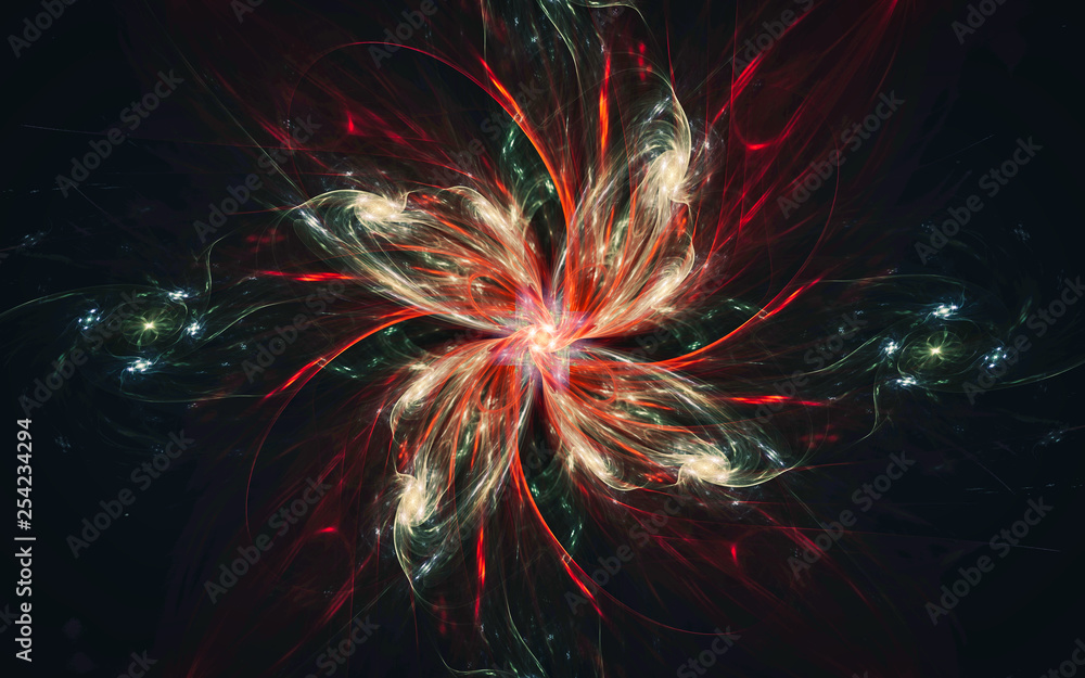 Poster digital generated image in the form of abstract geometric shapes of various shades and colors for us