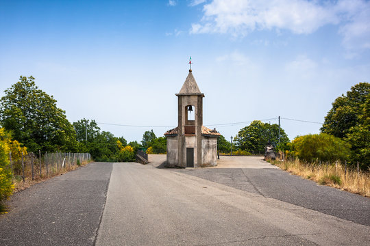 Small chapel in Sicily on a north road to the majestic volcano Etna