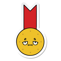 sticker of a cute cartoon gold medal