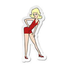 sticker of a cartoon model woman posing