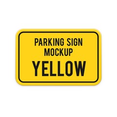 Realistic yellow horizontal attention parking sign mockup.