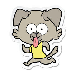 sticker of a cartoon dog with tongue sticking out
