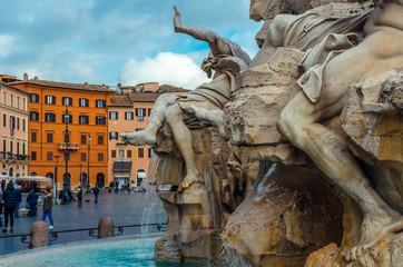 Navona square (Piazza Navona), the famous square with the wonderful fountains and the historical buildings.