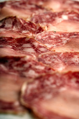 plate of sliced salami