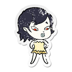 distressed sticker of a cute cartoon vampire girl