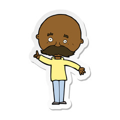 sticker of a cartoon bald man with idea