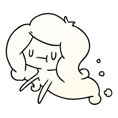 gradient cartoon of a kawaii cute ghost