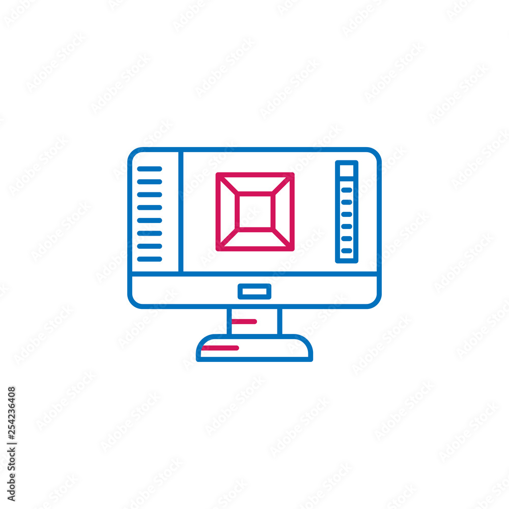 Poster 3d printing, 3d printer icon. element of 3d printing icon. thin line icon for website design and dev