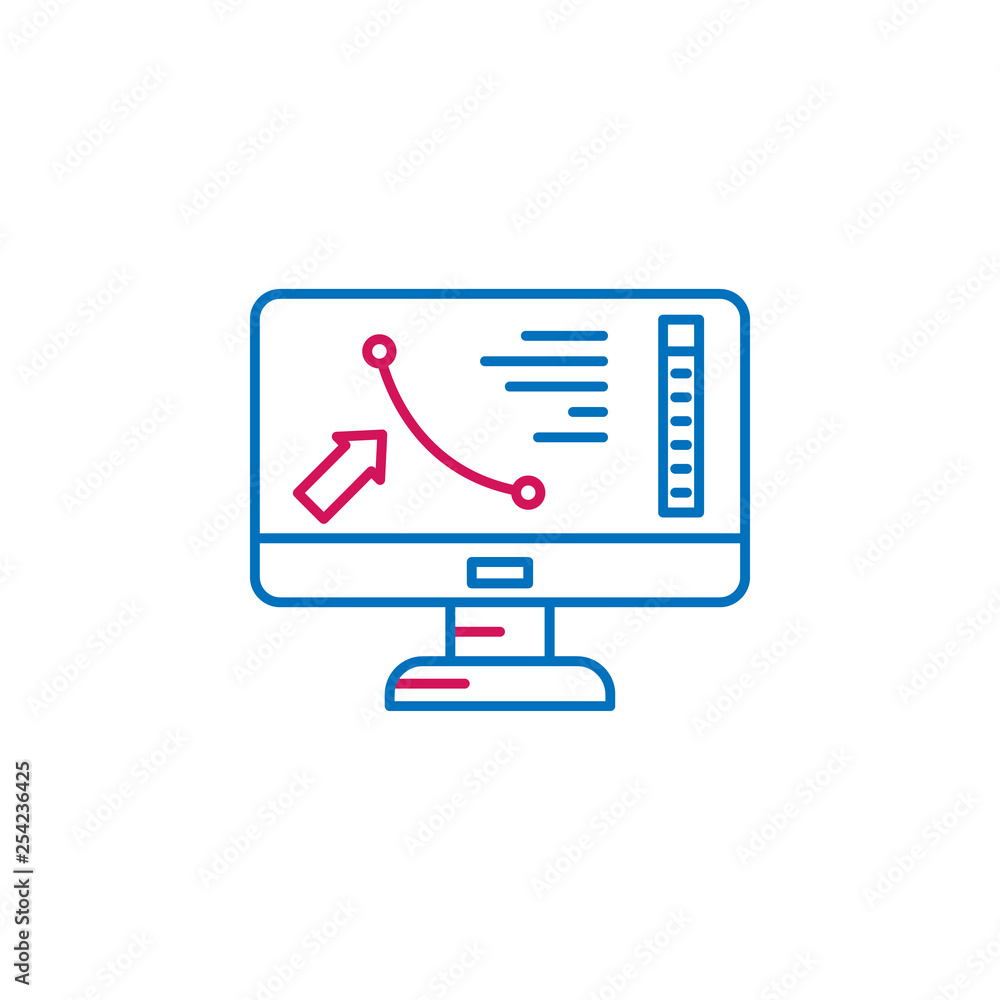 Poster 3d printing, monitor icon. element of 3d printing icon. thin line icon for website design and develo