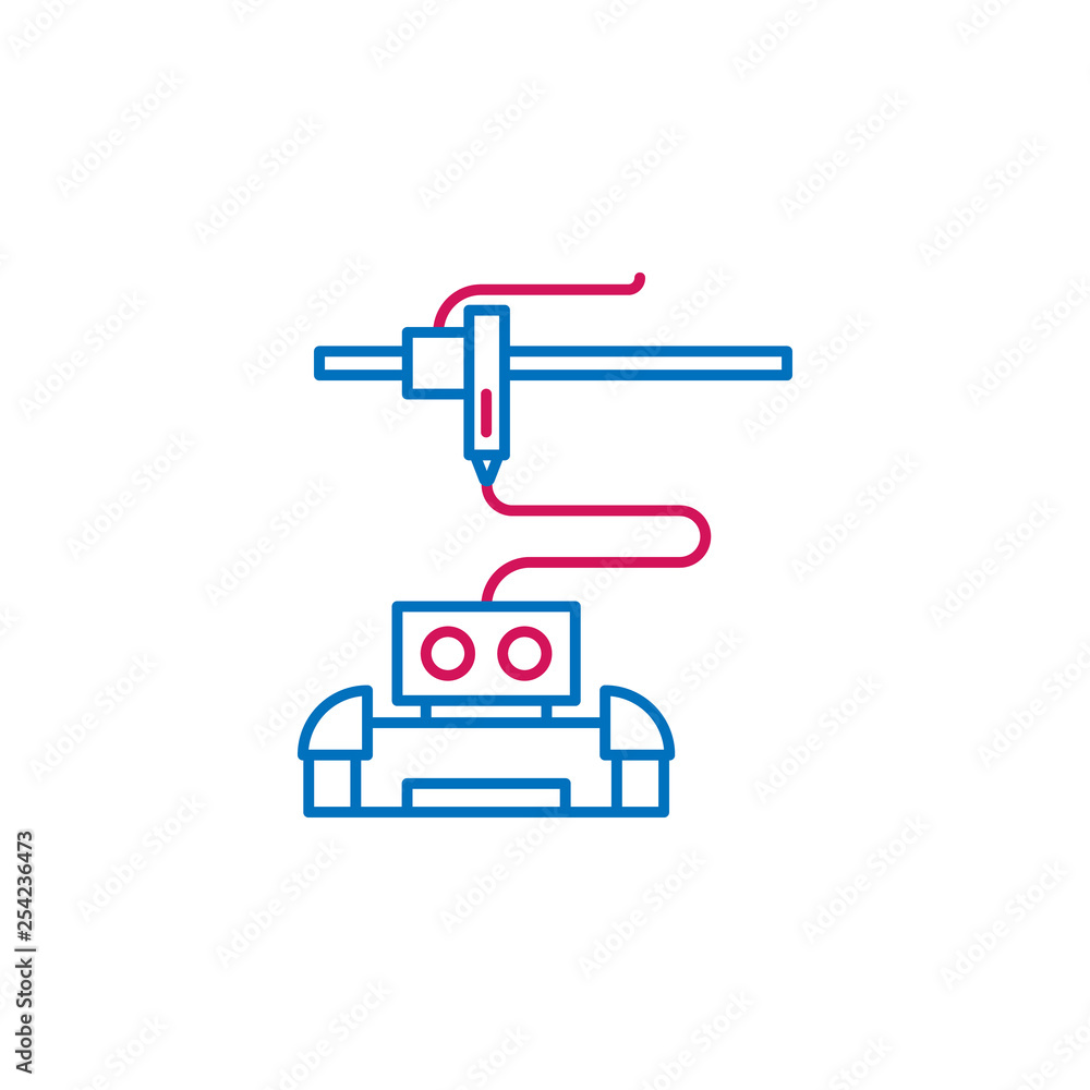 Poster 3d printing, 3d printer icon. element of 3d printing icon. thin line icon for website design and dev