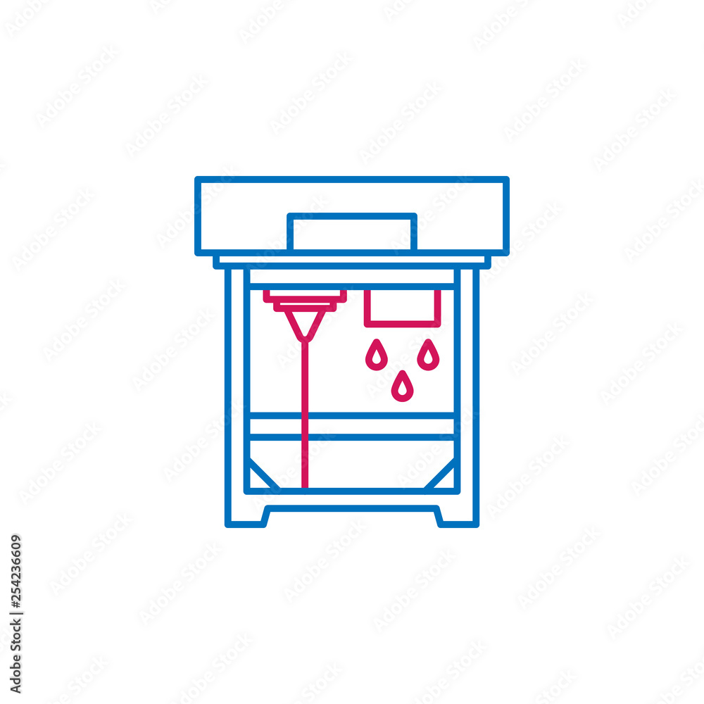 Poster 3d printing, 3d printer icon. element of 3d printing icon. thin line icon for website design and dev