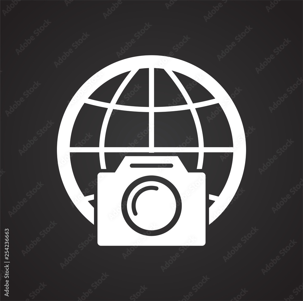 Poster globe related icon on background for graphic and web design. simple vector sign. internet concept sy