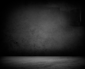 Black dark empty room concrete floor and wall background