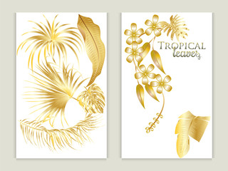 Vector tropical set background in gold colors © Artlu