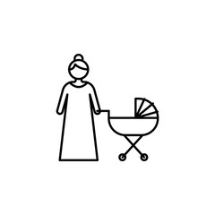 Mother, pushchair icon. Element of maternity culture. Thin icon for website design and development, app development. Premium icon