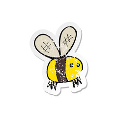 retro distressed sticker of a cartoon bee