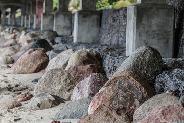 sea boulders on the river bank