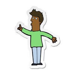 sticker of a cartoon man advising caution