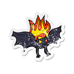 retro distressed sticker of a cartoon vampire bat