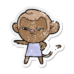 distressed sticker of a cartoon monkey
