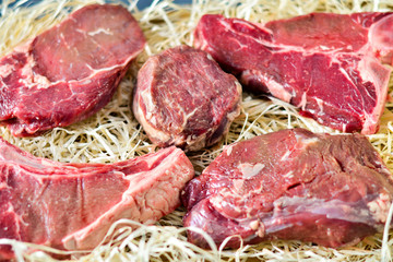 raw meat on white background