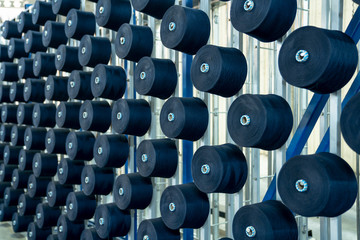 interior of textile factory.Yarn manufacturing.Industrial concept.