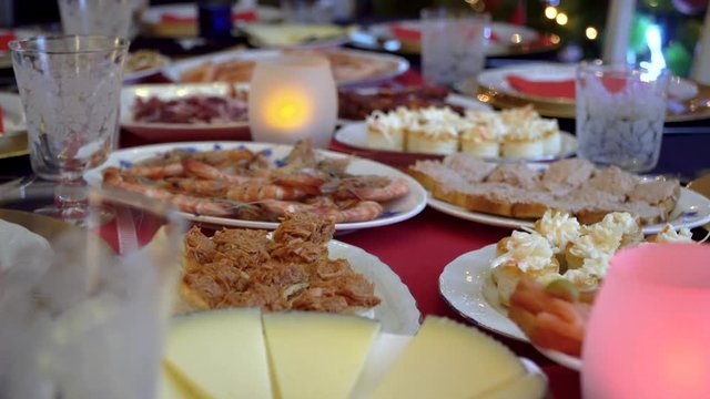 Big christmas dinner on a Spanish family.