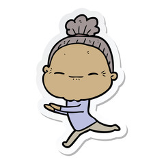 sticker of a cartoon peaceful old woman