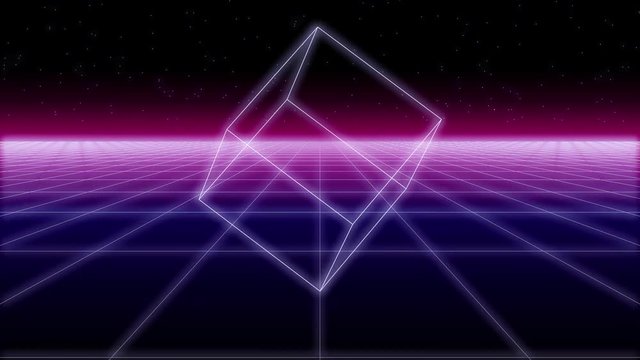 synthwave shapes on a Retro Background 3d render