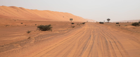 Fototapeta na wymiar Auf Sandpiste in die Wüste