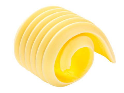 Butter curl roll isolated, paths