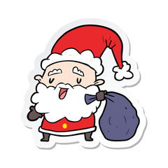 sticker of a cartoon santa claus with sack