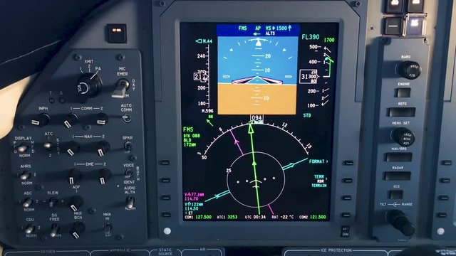 Pilots instrument panel in a wings level climb.