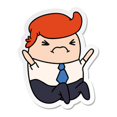 sticker cartoon of an angry kawaii business man